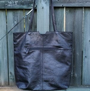 Wilson's Leather Tote Bag in Silver Gray Color with Lots of Pockets